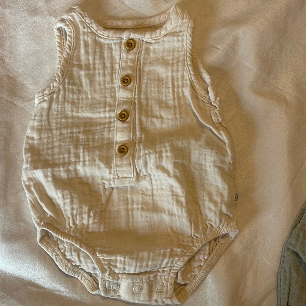 Stylish Kids Sleeveless Rompers - Cream and Mint Green